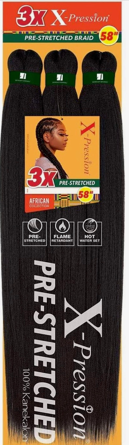 Sensationnel X-Pression Synthetic Braid - 3X PRE-STRETCHED 58 Inch
