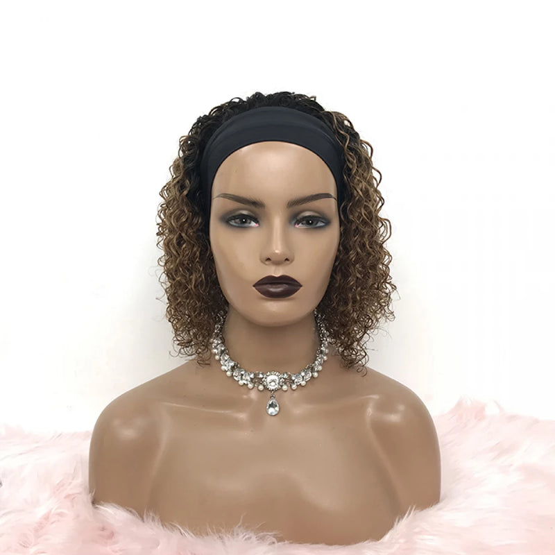 12-20 Inch Grab-N-Go Headband Wigs 100% T1B/30# Curly Virgin Human Hair Wigs (T) 67