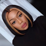 10"-14" 13"x4" Blonde Highlight Straight Custom Lace Front BOB Wig (T) 37