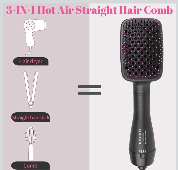 3 in 1 One Step Hair Dryer and Styler, Negative Ion Hair Straightener Hot Air Styling Tool for Straightening Drying Smoothing