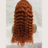 #350 Orange Ginger  13x4  Transparent Frontal Lace Wig Deep Wave Color Wig (A) 9