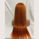 #350 Orange Ginger  13x4  Transparent Frontal Lace Wig Straight Color Wig (A) 10