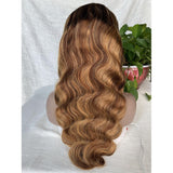 #4/27  Highlight Honey Blonde 13x4  Transparent Frontal Lace Wig Body Wave Color Wig (A) 11