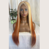 Blond Front/Orange Back 613/#350 Highlight  13x4  Transparent Frontal Lace Wig Straight Color Wig (A) 143