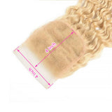 #613 Deep Wave 4x4 Human Hair Blonde Closure (A) 22