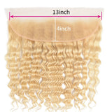 #613 Deep Wave 13x4 Human Hair Blonde Frontal (A) 21