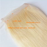 #613 Straight 4x4 Human Hair Blonde Closure (A) 26