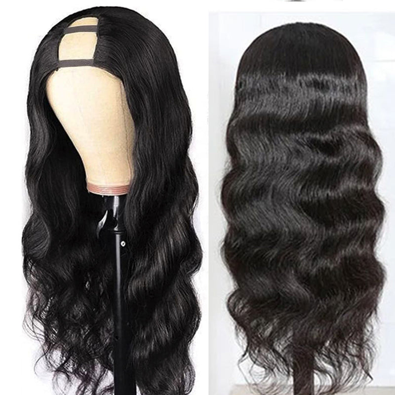 Body Wave #1B Natural Black U Part Wigs 100% Virgin Human Hair 180% Density (A) 149
