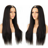 Straight #1B Natural Black U Part Wigs 100% Virgin Human Hair 180% Density (A) 252