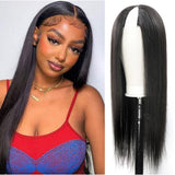 Straight #1B Natural Black V Part Wigs 100% Virgin Human Hair 180% Density (A) 253