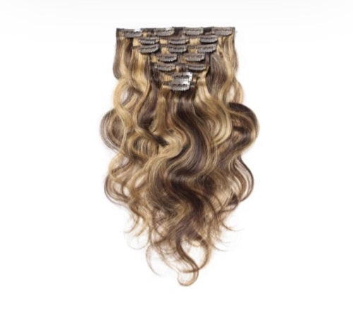 Brown w/ Blonde Highlights Wavy Clip In (T) 168