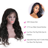 Body Wave 13x4 Transparent Frontal Lace Wig Naturlal Black 180% Density (A) 152