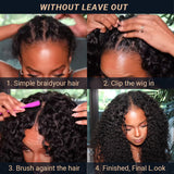 Deep Wave #1B Natural Black V Part Wigs 100% Virgin Human Hair (A) 181