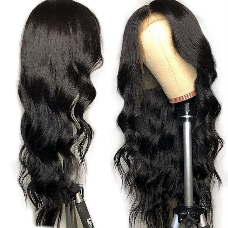 Body Wave Full Frontal 13*4 Transparent Lace Wig Naturlal Black (A) 157
