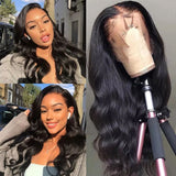 Body Wave Full Frontal 13*4 Transparent Lace Wig Naturlal Black (A) 157