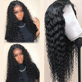 Deep Wave Full Frontal 13*4 Transparent Lace Wig Naturlal Black (A) 185