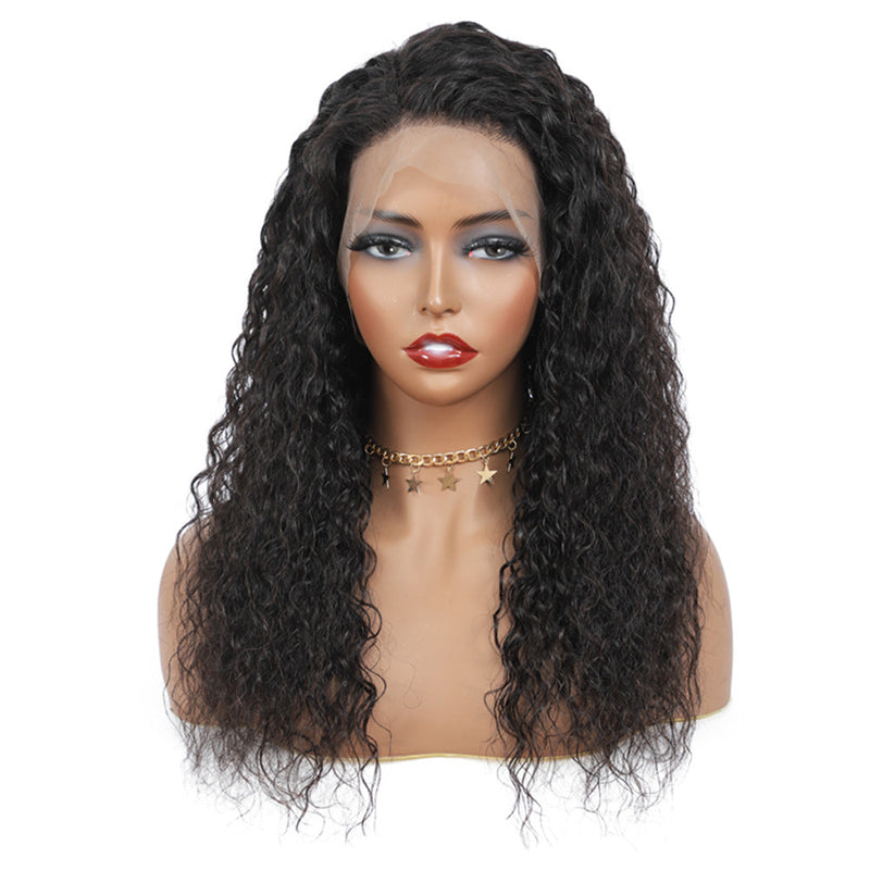 Water Wave Full Frontal 13*4 Transparent Lace Wig Naturlal Black (A) 274