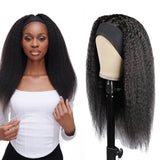 Kinky Straight Glueless Headband Wig Naturlal Black 180% Density (A) 214