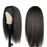 Kinky Straight Glueless Headband Wig Naturlal Black 180% Density (A) 214