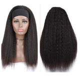 Kinky Straight Glueless Headband Wig Naturlal Black 180% Density (A) 214