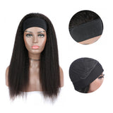 Kinky Straight Glueless Headband Wig Naturlal Black 180% Density (A) 214