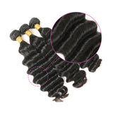 Loose Deep Curly Virgin Human Hair Natural Black Bundles (A) 220