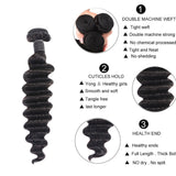 Loose Deep Curly Virgin Human Hair Natural Black Bundles (A) 220