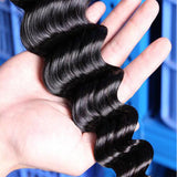 Loose Deep Curly Virgin Human Hair Natural Black Bundles (A) 220