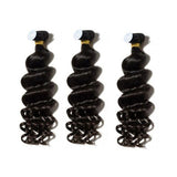 Loose Deep Curly Virgin Human Hair Natural Black Bundles (A) 220