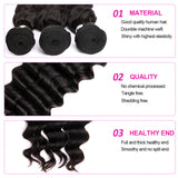 Loose Deep Curly Virgin Human Hair Natural Black Bundles (A) 220