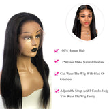 Straight 13x4  Transparent Frontal Lace Wig Naturlal Black 180% Density (A) 254