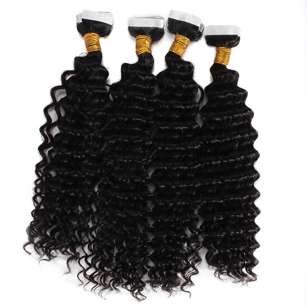 Deep Wave Virgin Human Hair  Tape In Natural Black (20pcs/50grams) (A) 190