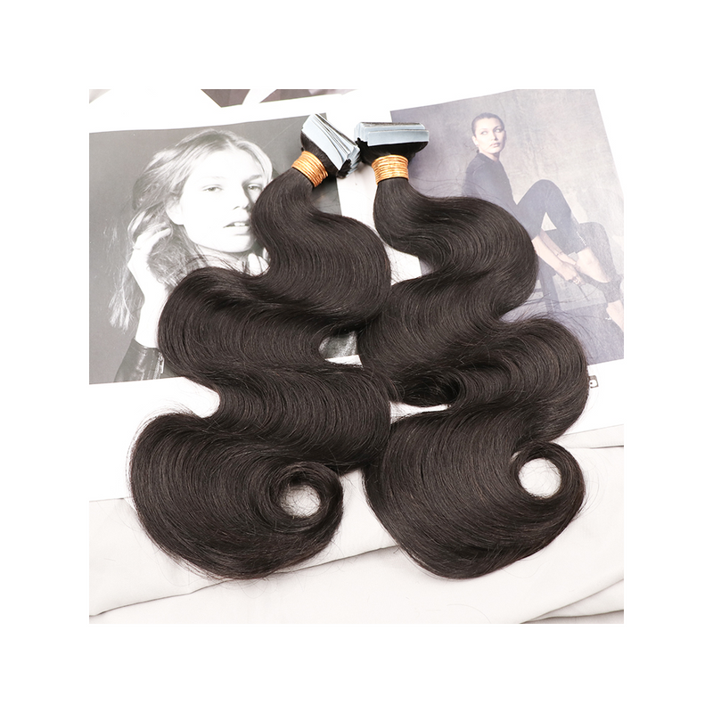 Body Wave Virgin Human Hair Tape In Natural Black  (20pcs/50grams) (A) 165