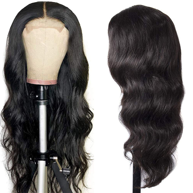 180% Density Body Wave 5x5 Transparent Closure Lace Wig Naturlal Black (A) 92