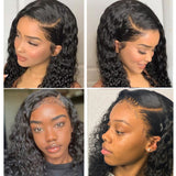 180% Density Deep Wave 5x5 Transparent Closure Lace Wig Naturlal Black (A) 93