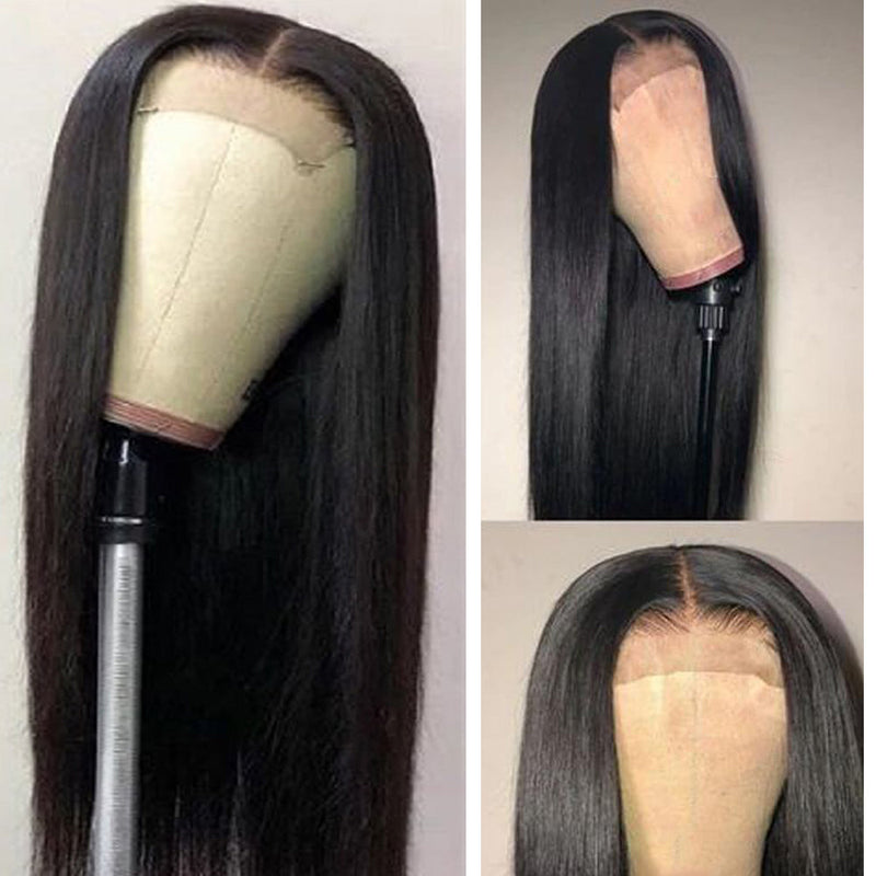 180% Density Straight 5x5  Transparent Closure Lace Wig Naturlal Black (A) 94