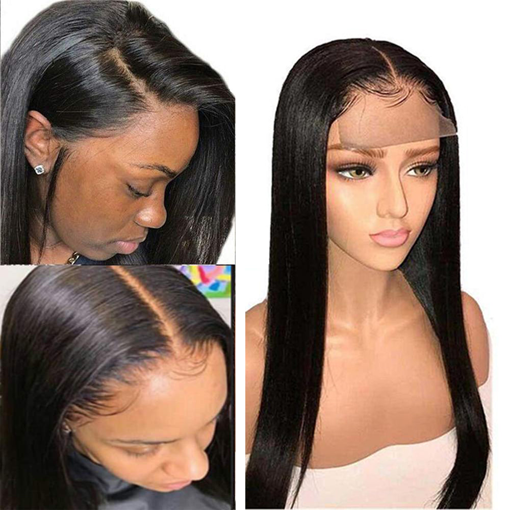 180% Density Straight 5x5  Transparent Closure Lace Wig Naturlal Black (A) 94
