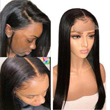 180% Density Straight 5x5  Transparent Closure Lace Wig Naturlal Black (A) 94